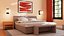 Hotel Bedroom with Upholstered Bed and Bench Peach 3D model