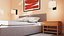 Hotel Bedroom with Upholstered Bed and Bench Peach 3D model