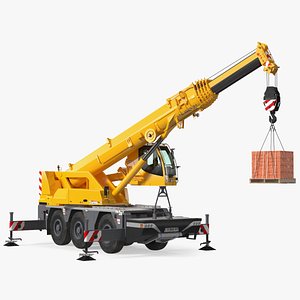 3D Mobile Crane Liebherr with Bricks Rigged