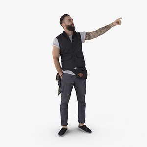 Casual Man Pointing