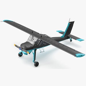 American Light Aircraft Black Rigged for Cinema 4D 3D
