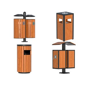 Collection Outdoor Trash Bins 3D model