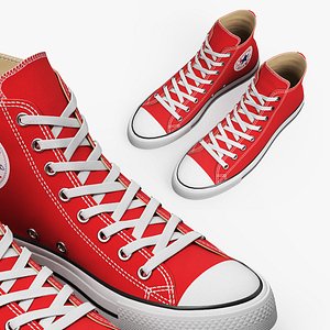 Red Converse All Stars Sneakers 3D