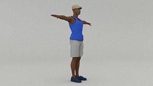 3D laos Game Old Black Male