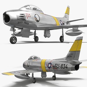 North American F-86 Sabre Jet Fighter Silver with Interior