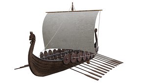 3D Viking realistic longship- Karvi- boat Low-poly 3D model model