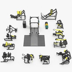3D Pure Strength collection 2 Technogym set 13 gym items model