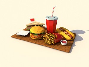 Cartoon Low Poly Paper Food Pack