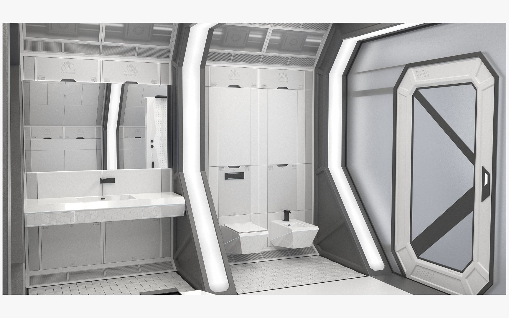 3D Model Spaceship Bathroom Interior Scene - TurboSquid 2175000