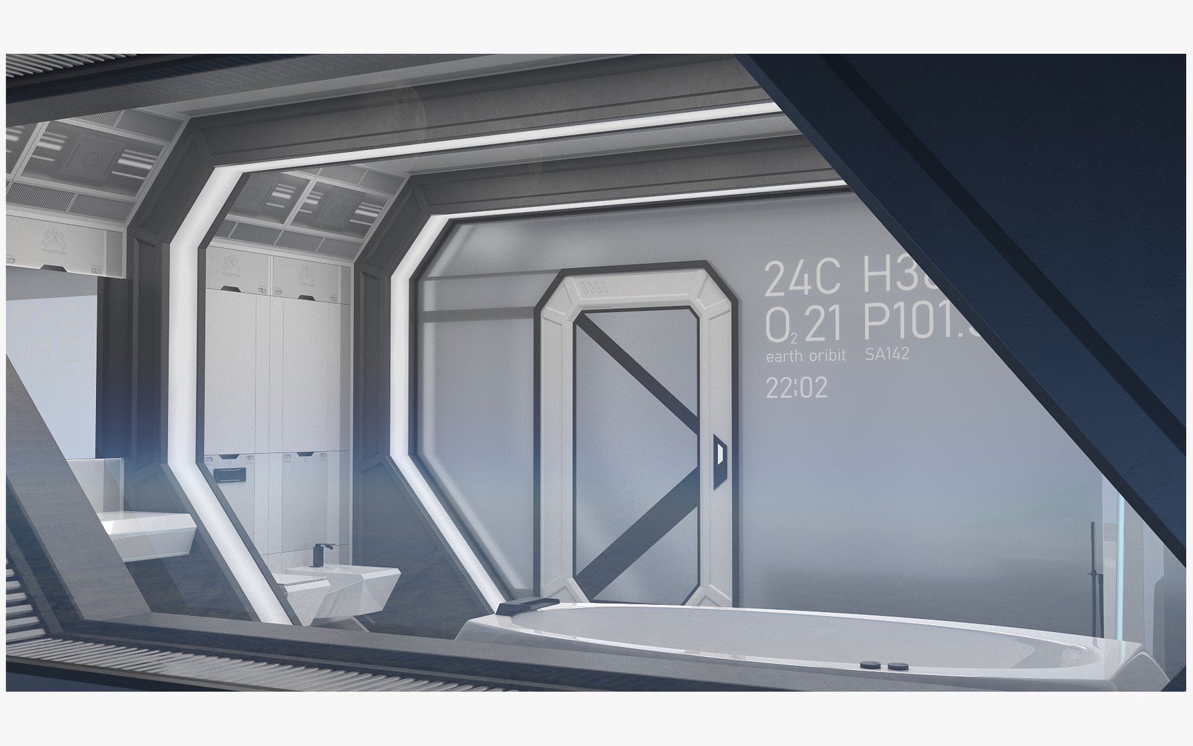 3D Model Spaceship Bathroom Interior Scene - TurboSquid 2175000