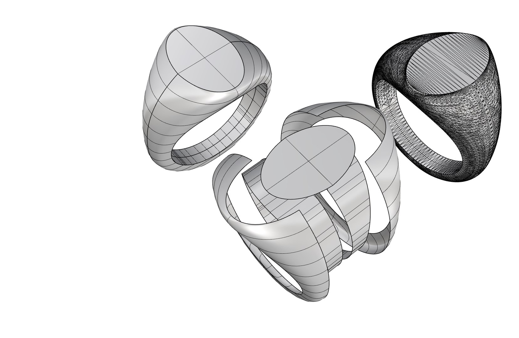 Oval Top Rings Making Program based on Open CASCADE Technology 3D model ...