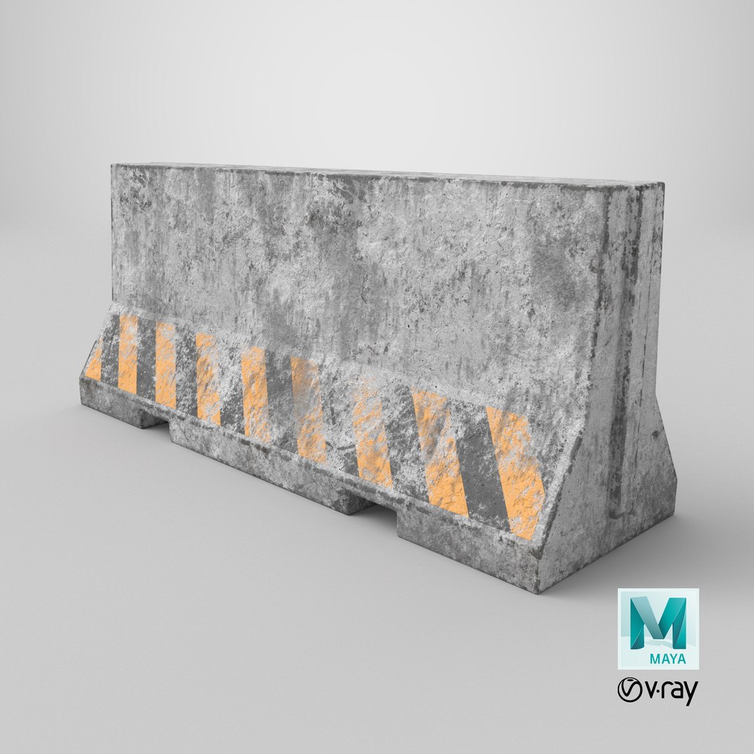 3D Old Concrete Barrier model https://p.turbosquid.com/ts-thumb/vE/xiZfQp/gN/stemcell_maya_vray_render/png/1715712865/1920x1080/fit_q87/3a9b196b77d8b358810903e22a4e1b2898ebf59e/stemcell_maya_vray_render.jpg