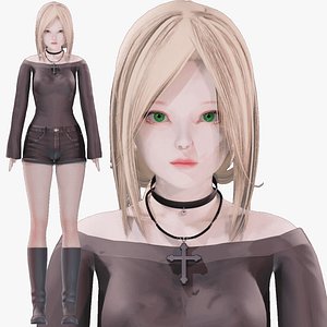 3D Casual clothes 0028 - Rig - Unreal - Unity - Blender - Animated - Realistic Female Character