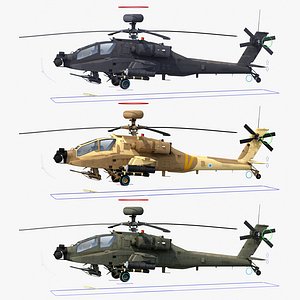 AH64E Apache Longbow Helicopter Rigged Collection