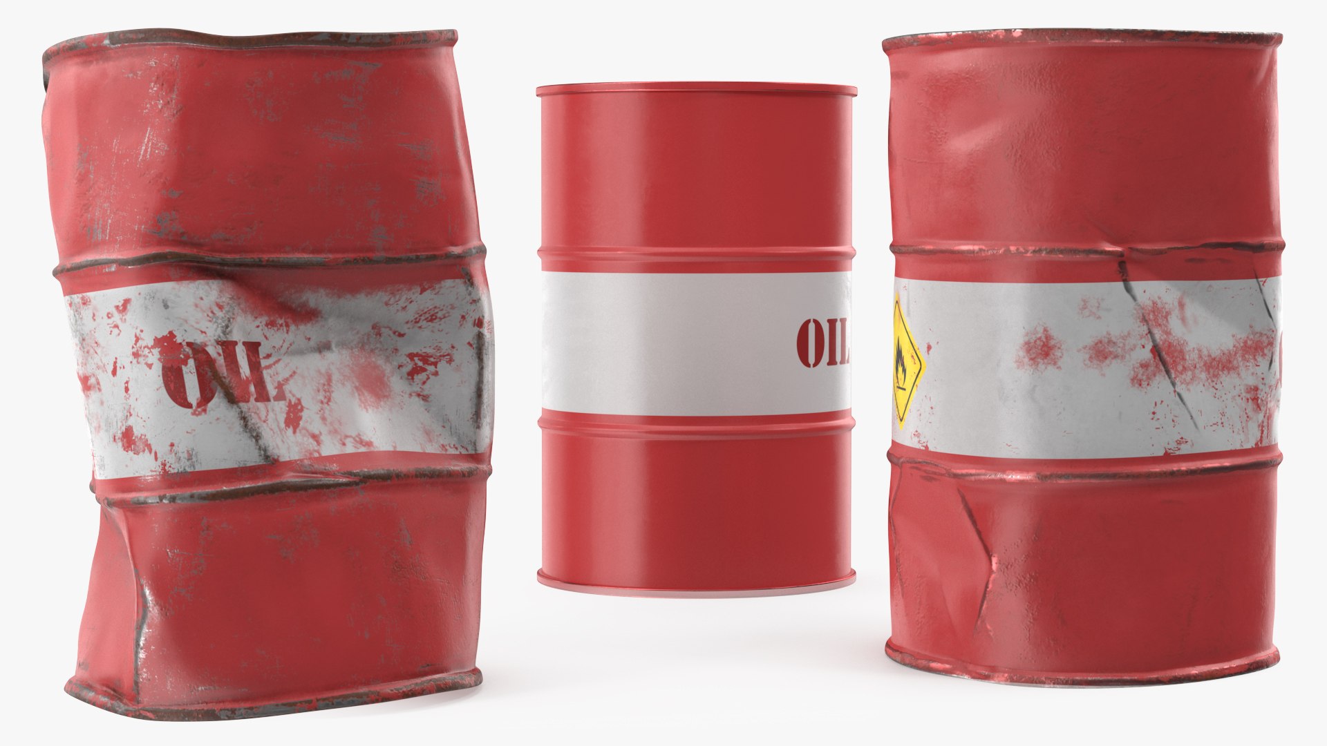 Crude Oil Barrels Set 3D model preview