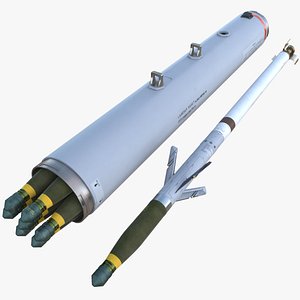 LAU-131AA Launcher and APKWS II 70 mm Rocket  Counter Drone 3D Bundle 3D