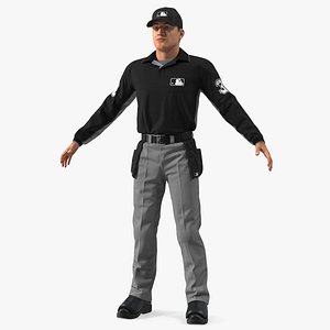 Baseball Umpire in Cap Basic Pose Fur 3D model