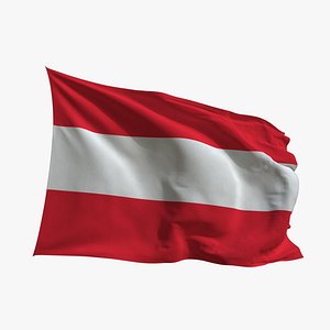 Realistic Animated Flag - Microtexture Rigged - Put your own texture - Def Austria model