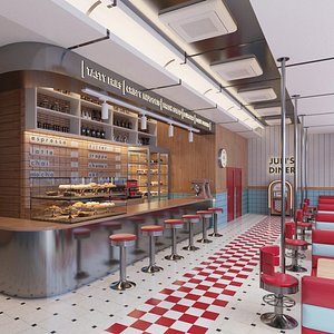 Diner Exterior and Interior 3D