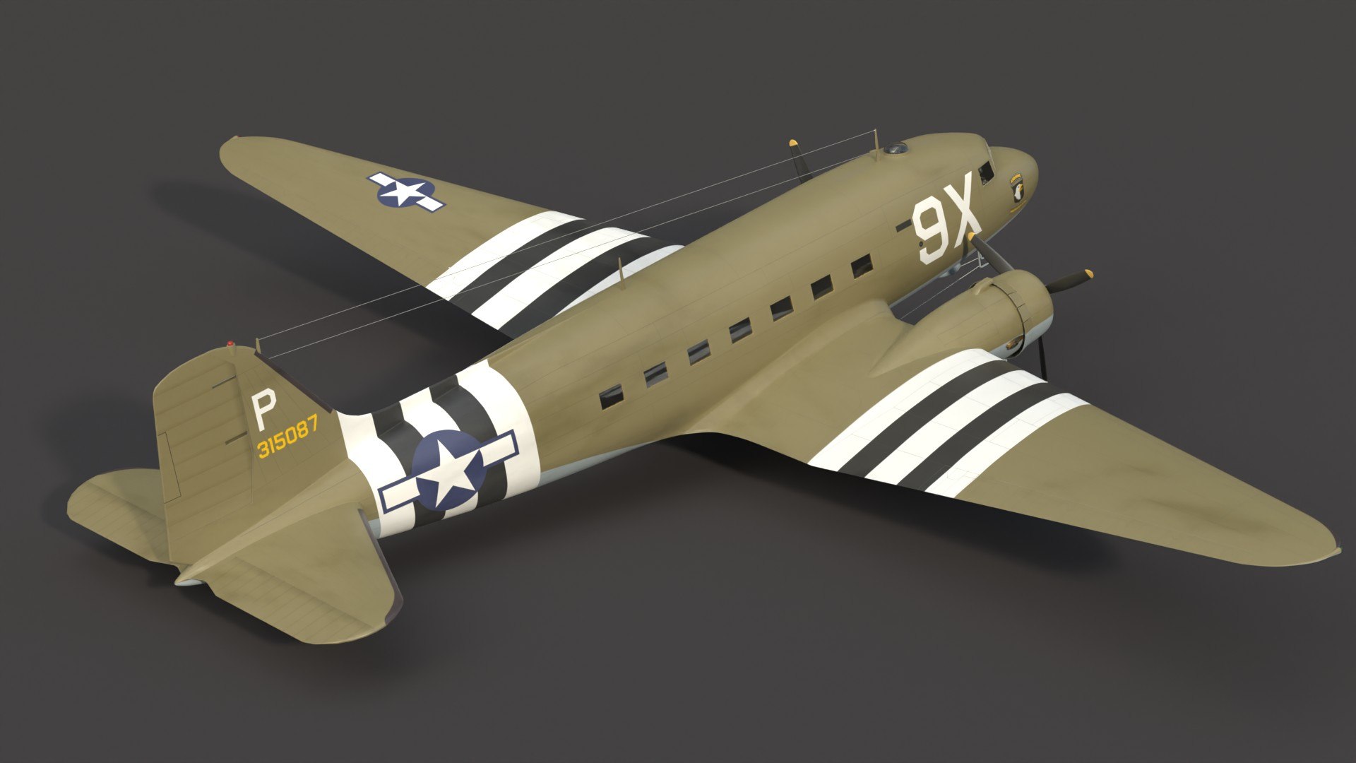 3D Douglas C47 Skytrain SC https://p.turbosquid.com/ts-thumb/vG/Hi3ILA/4X/c47scpr7/jpg/1747774884/1920x1080/fit_q87/77d0f34f23192f3bc7536d5ba1585d34b0190a05/c47scpr7.jpg
