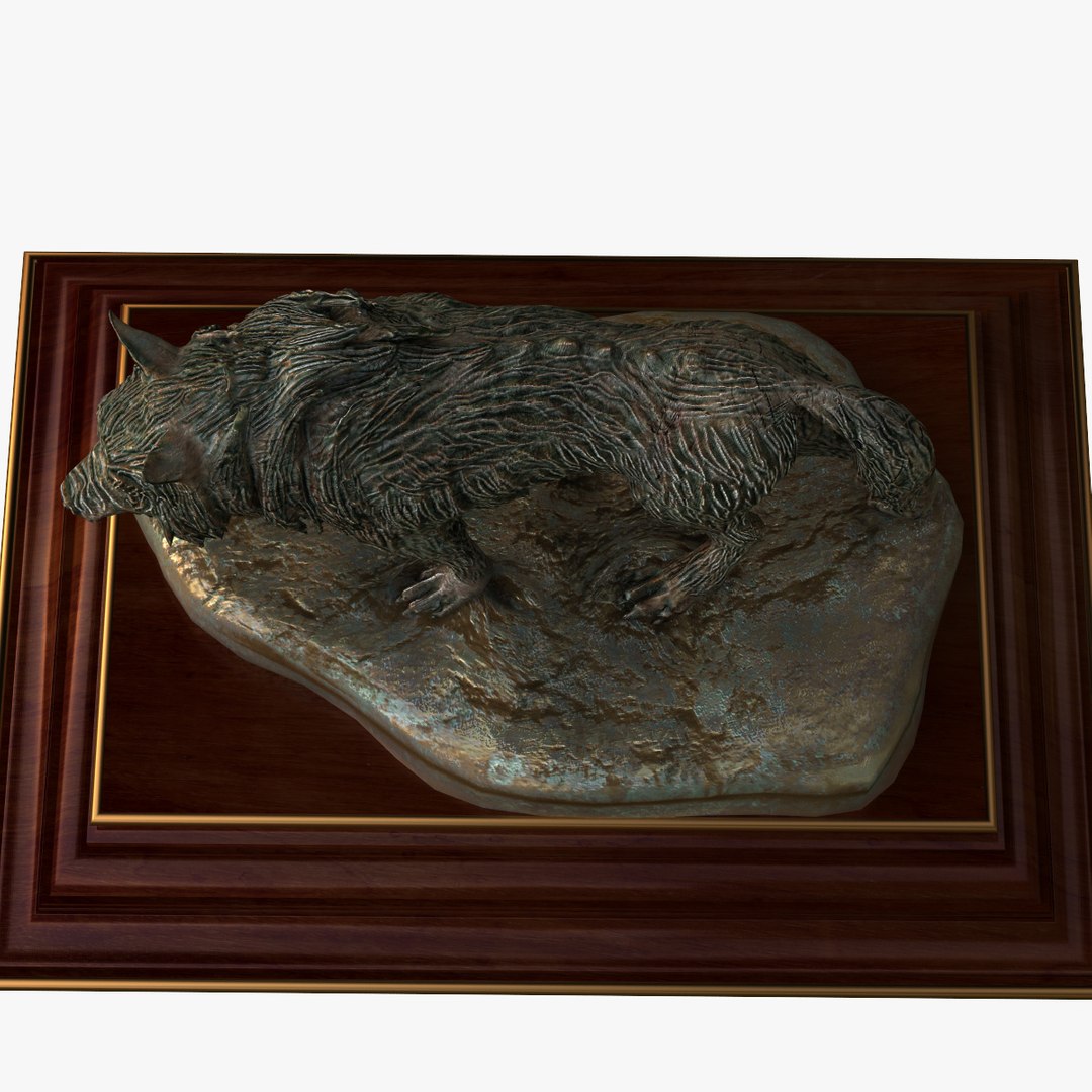 Statuette Bronze Wolf 3d Obj