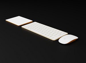 Apple Magic Trackpad Mouse and Keyboard in Official Colors 3D model