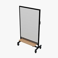 Mobile Office Divider with Whiteboard and Timber Shelf