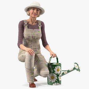 old lady gardening model