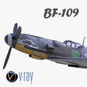 3D model BF-109 German fighter V-Ray materials(4)