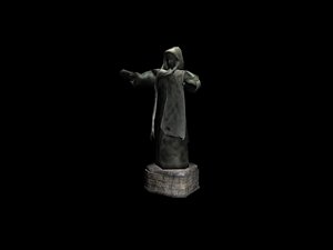 3d model hooded statue polys