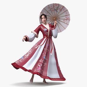 Traditional Style Chinese Young Woman Dancing