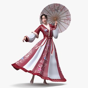 Traditional Style Chinese Young Woman Dancing