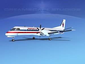 3D model cockpit saab 2000