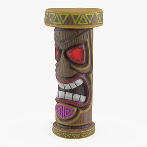 Angry Tiki Bar Stool with Red Eyes Multicolor