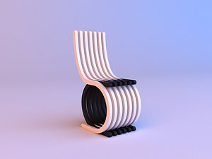 3D model Black-white Plastic parametric chair 3D model
