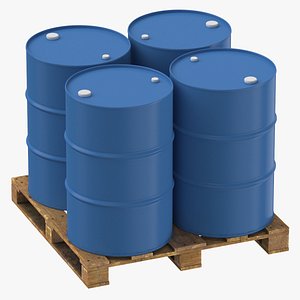 Barrel Metal 011 Single Pallet Packed and Shelf Colors1 3D model