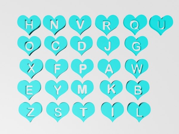 alphabet r and b in heart