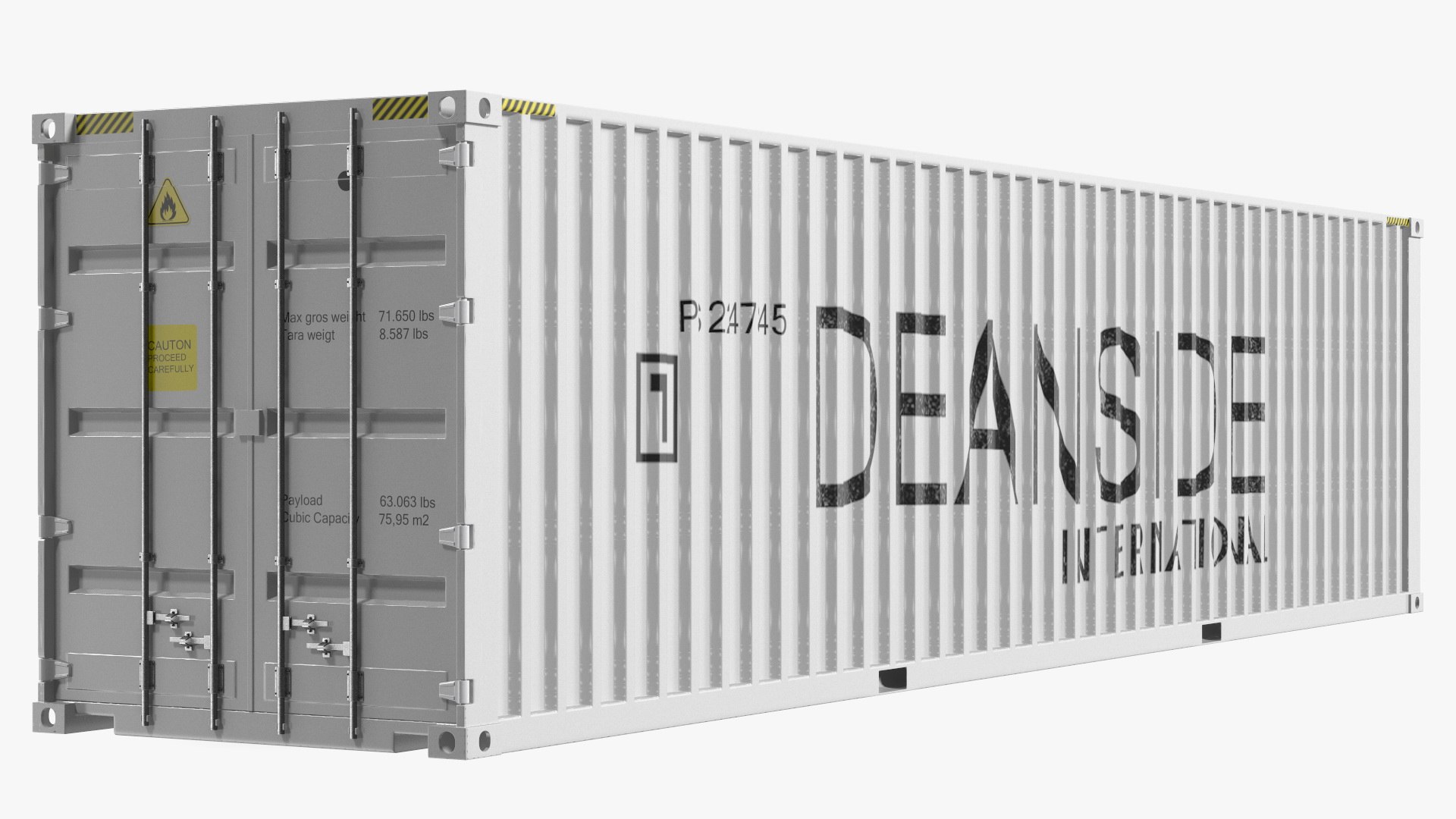 High Cube Shipping Container 40ft White 3D model preview