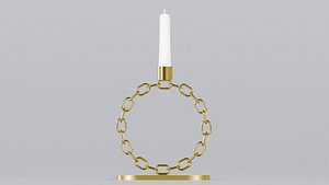 Alphabet O Gold Chain Candleholder 3D Model True PBR Renders Zero Cleanup UVs 4K PBR Textures 3D model