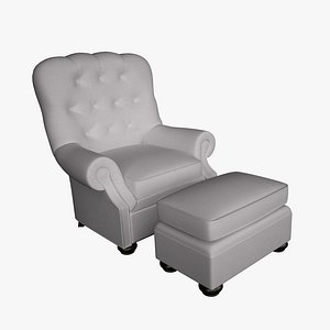 3D model chair ottoman style