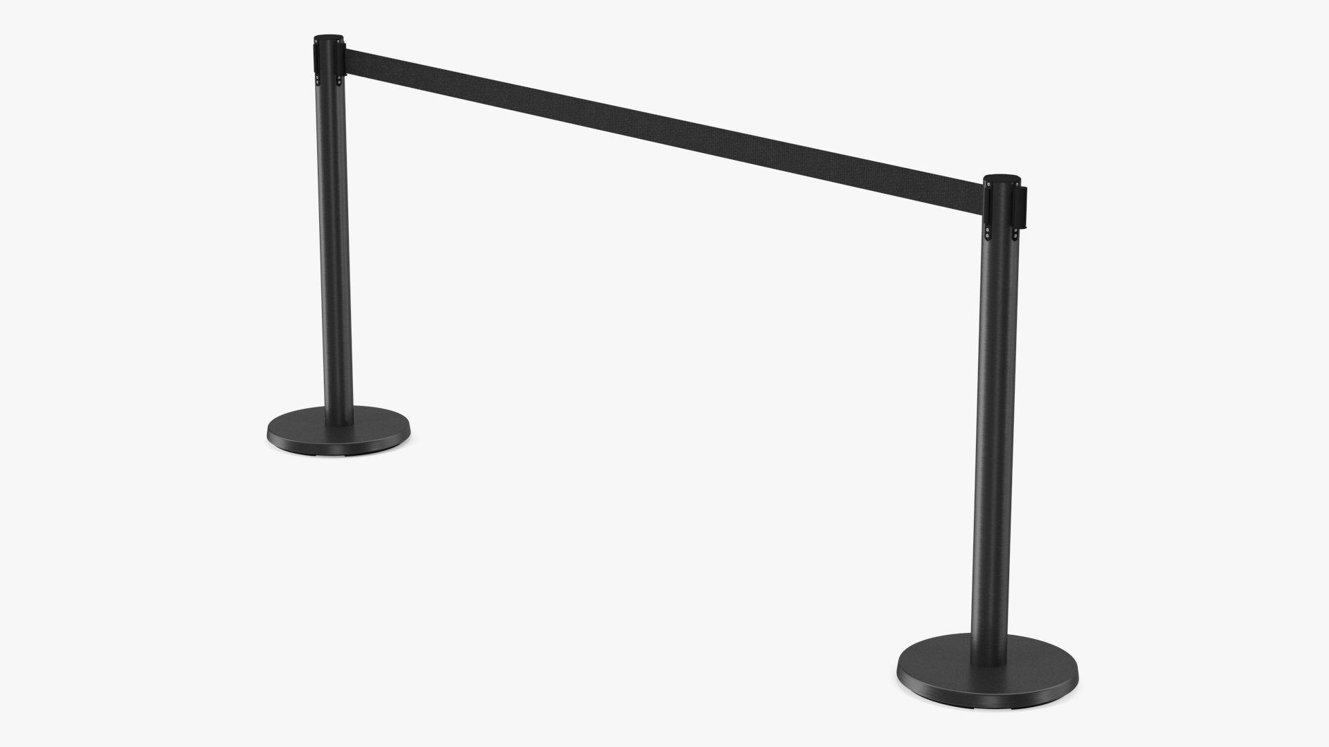 Black Stanchion with Black Retractable Belt 3D model preview