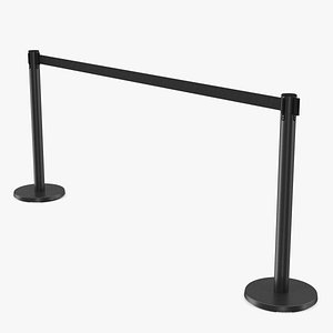 Black Stanchion with Black Retractable Belt