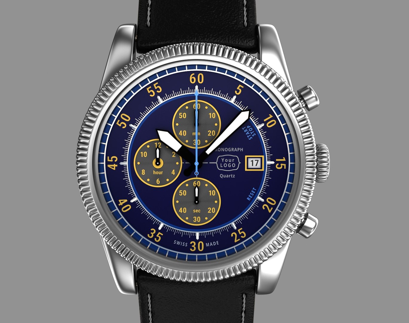 3d chronograph wrist watch design model