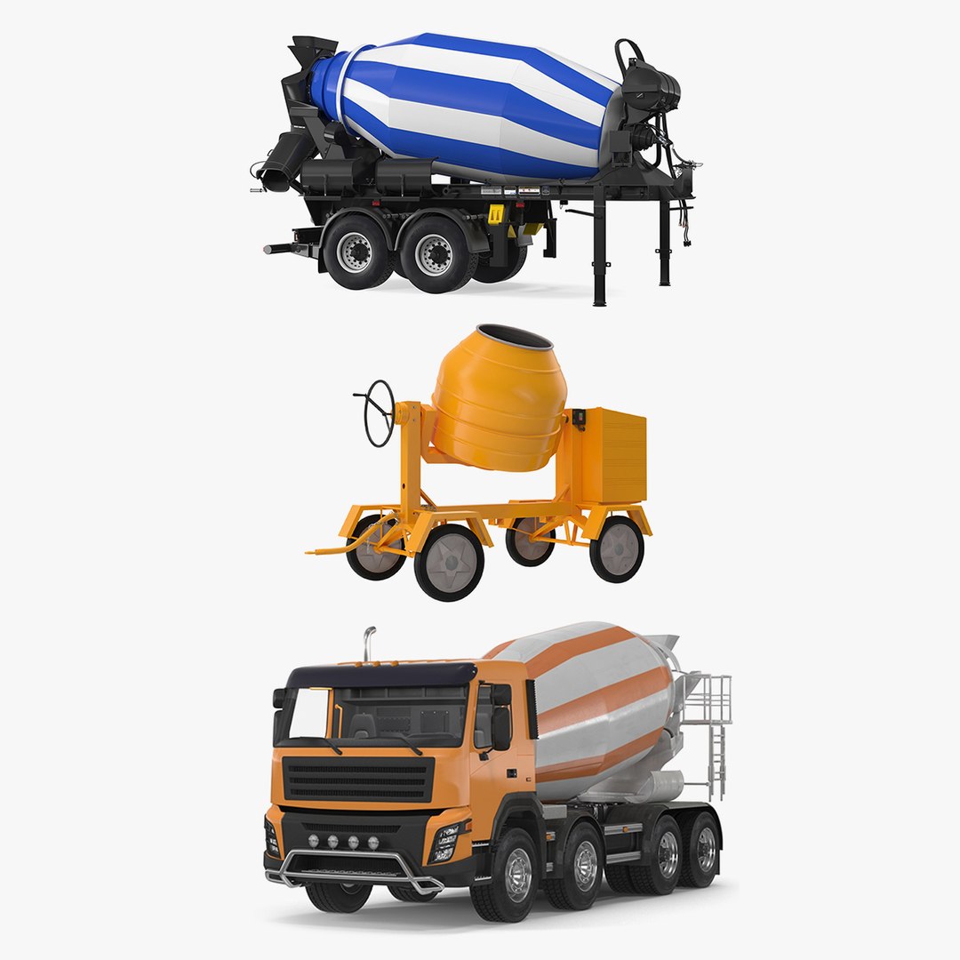 Concrete Mixers Collection 3D model preview