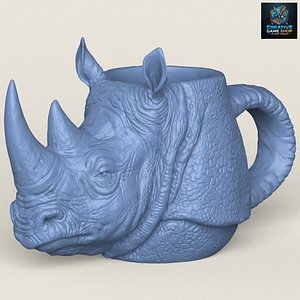Wild Rhinoceros Head Mug Print Ready 3D Model 3D model
