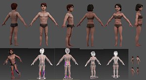3D model character girl guy low-poly