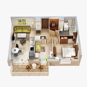3d model lighting floor plan scene