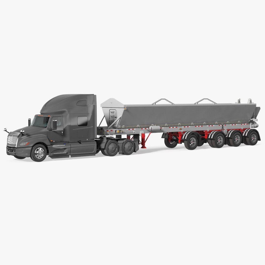 Heavy Truck With Bottom Trailer 3D model preview