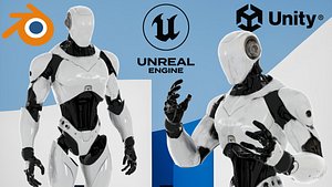 Humanoid Robot 3D Model Game Ready PBR Unreal Engine and  Unity Compatible