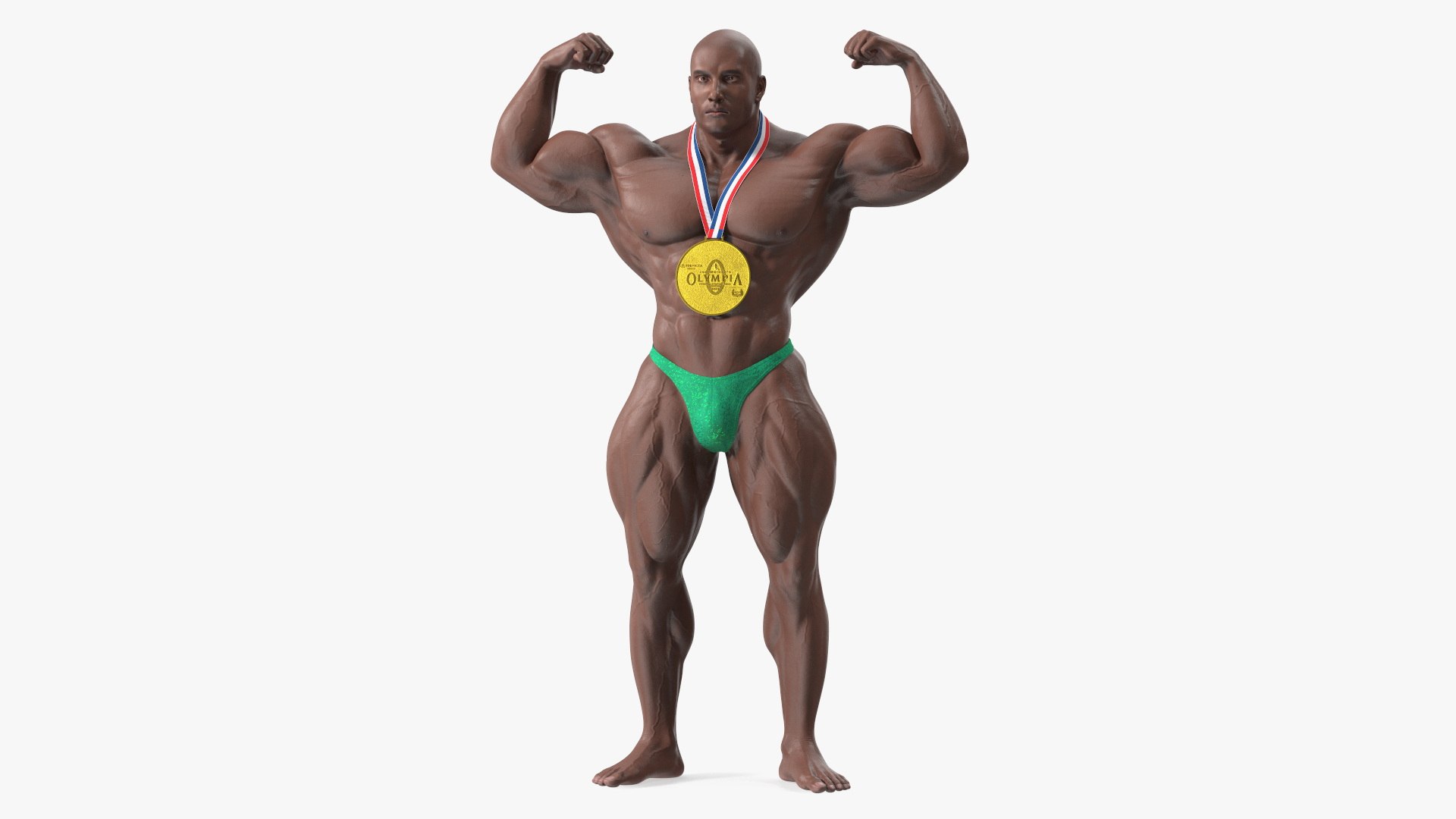 Bodybuilder Afro American Man Winner Pose 3D model for medical visualization, anatomy illustration, educational content, and scientific rendering
